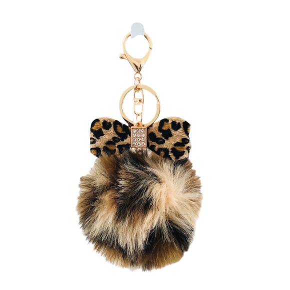Accessories - Leopard Print Fur Keychain Bag Charm Accessory